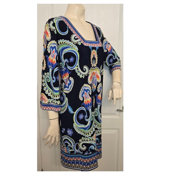 Laundry by Shelli Segal Three Quarter Sleeve Square Neck Printed Dress Size 4 - Picture 3 of 13